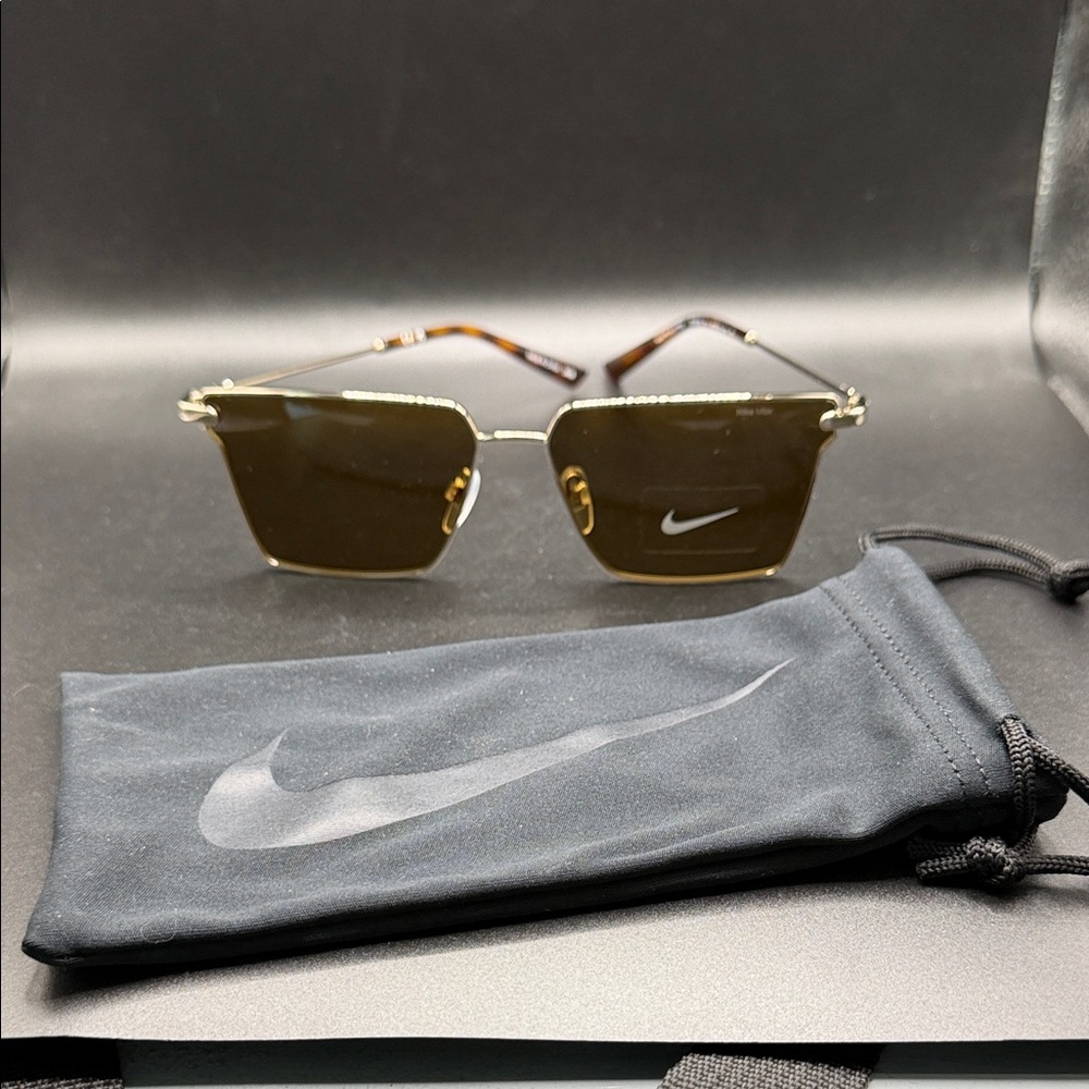 Nike Pursuit Flair Gold Frame Sunglasses with Brown Tint-NEW